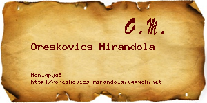 Oreskovics Mirandola névjegykártya